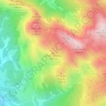 Peña Cebolleraの地形図、標高、地勢