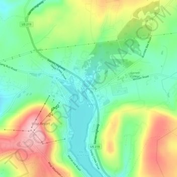 McHenryの地形図、標高、地勢