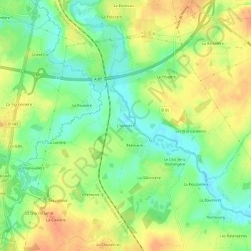 L'Yonnièreの地形図、標高、地勢