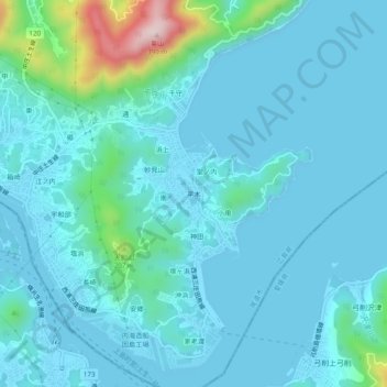 平木の地形図、標高、地勢