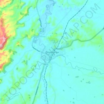 Ōtorohangaの地形図、標高、地勢