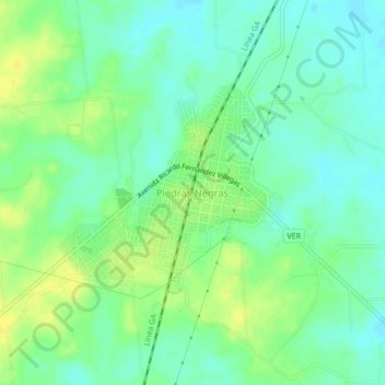 Piedras Negrasの地形図、標高、地勢