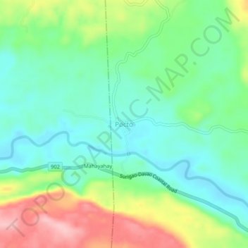 Poctoの地形図、標高、地勢