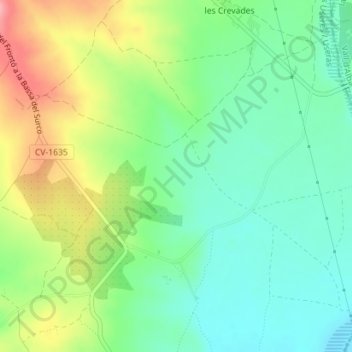 Userasの地形図、標高、地勢