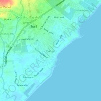 Daliaoの地形図、標高、地勢