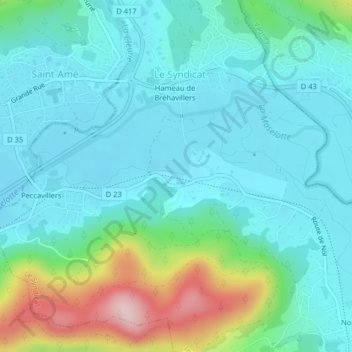 La Chaviereの地形図、標高、地勢