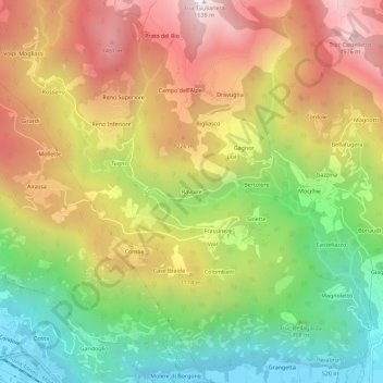 Ravoireの地形図、標高、地勢