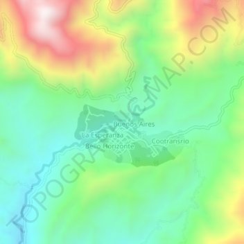 Gaitanの地形図、標高、地勢