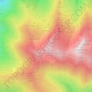 Sierra de Gistredoの地形図、標高、地勢