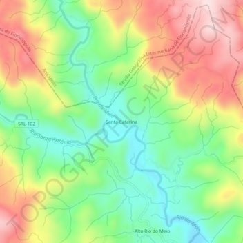 Santa Catarinaの地形図、標高、地勢
