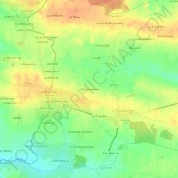 L'Ermenaudièreの地形図、標高、地勢