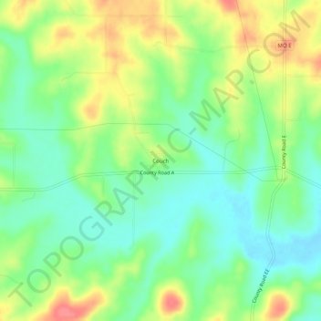 Couchの地形図、標高、地勢