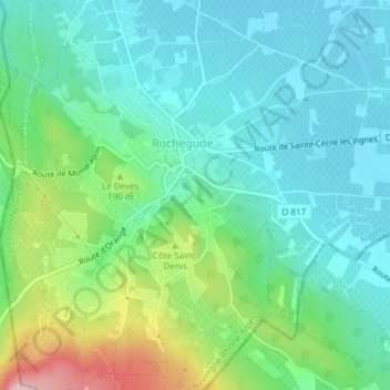 La Vialasseの地形図、標高、地勢