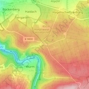 Seehausの地形図、標高、地勢