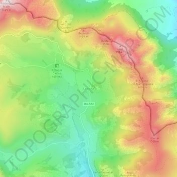 La Llusaの地形図、標高、地勢