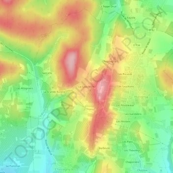Le Gros Montの地形図、標高、地勢