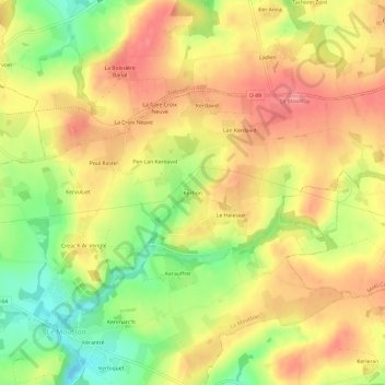 Kerhonの地形図、標高、地勢