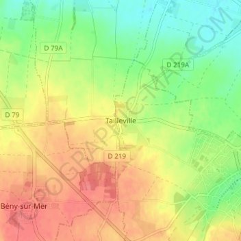 Taillevilleの地形図、標高、地勢