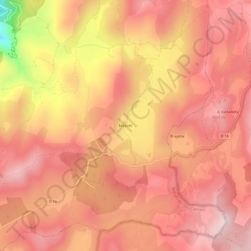 Mativetの地形図、標高、地勢