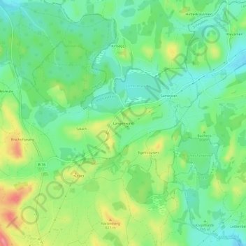 Langenwaldの地形図、標高、地勢