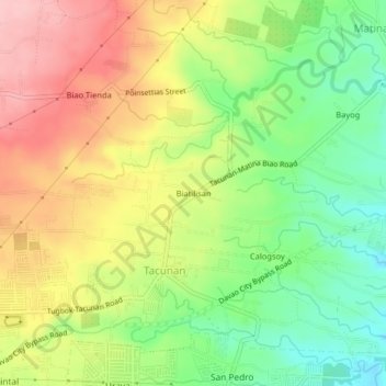 Biatilisanの地形図、標高、地勢