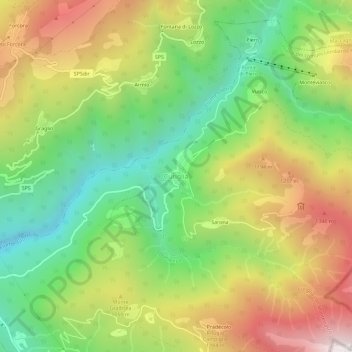 Curigliaの地形図、標高、地勢