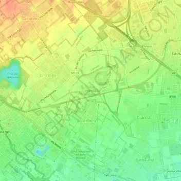 Villanovaの地形図、標高、地勢