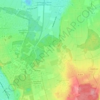 Steinholzの地形図、標高、地勢