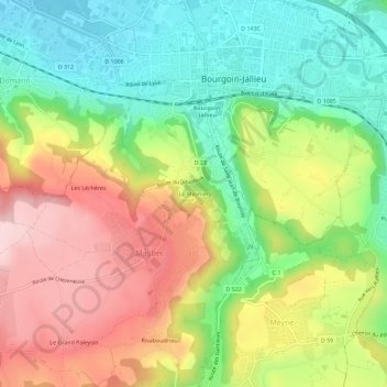 Le Meynierの地形図、標高、地勢
