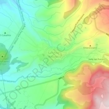 San Pedro Atlapulcoの地形図、標高、地勢