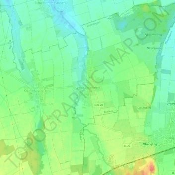 Großkitzighofenの地形図、標高、地勢