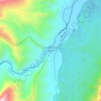 Alemaníaの地形図、標高、地勢