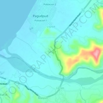 Tarragの地形図、標高、地勢