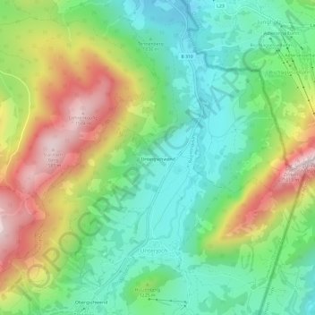 Untergschwendの地形図、標高、地勢