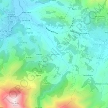 Guermietteの地形図、標高、地勢