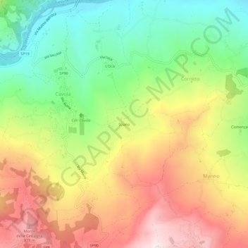 Stianoの地形図、標高、地勢