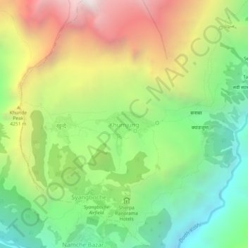 Khumjungの地形図、標高、地勢