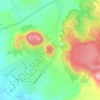Borregoの地形図、標高、地勢