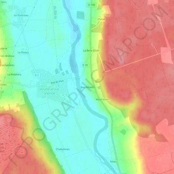 Bas Villiersの地形図、標高、地勢