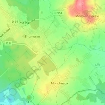 L'Olizierの地形図、標高、地勢