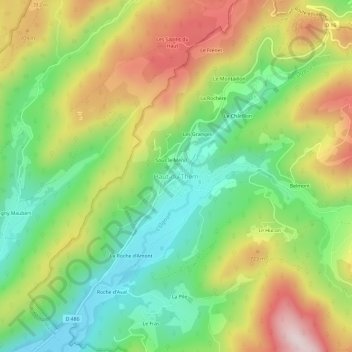 Haut-du-Themの地形図、標高、地勢