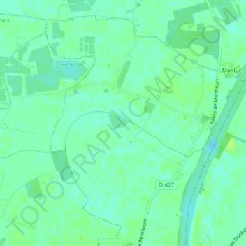 Pont de Lamotheの地形図、標高、地勢