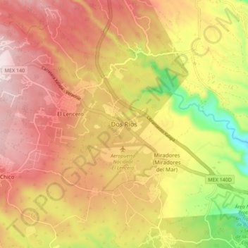 Dos Ríosの地形図、標高、地勢