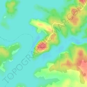 Castillo de Granadillaの地形図、標高、地勢