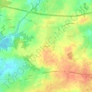 Chaussepotの地形図、標高、地勢