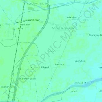 Kundurの地形図、標高、地勢