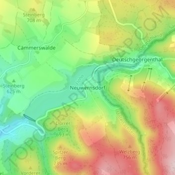 Neuwernsdorfの地形図、標高、地勢