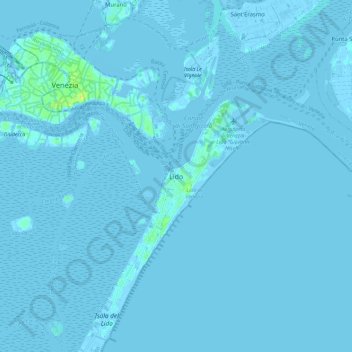 Lidoの地形図、標高、地勢