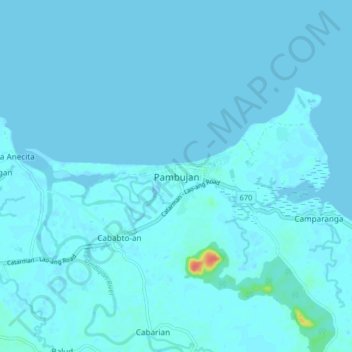 Pambujanの地形図、標高、地勢