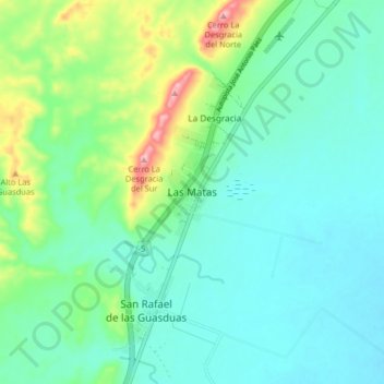 Las Matasの地形図、標高、地勢